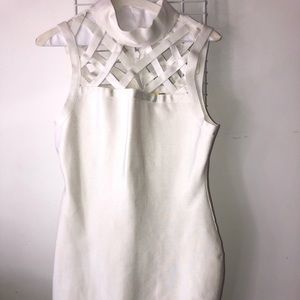 White Lattice Top Bandage Dress